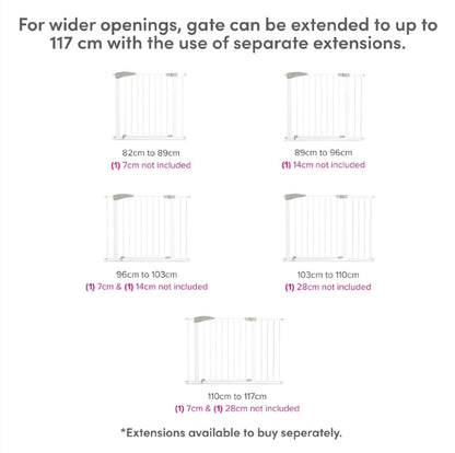 Munchkin Lindam Stair Gate | Sure Shut Axis Toddler & Baby Gate | Stair Gate Pressure Fit Baby or Dog Gate | Baby Safety Gate for Stairs & Doorways, Easy Install No-Screws Child Gate | 76-82cm| White