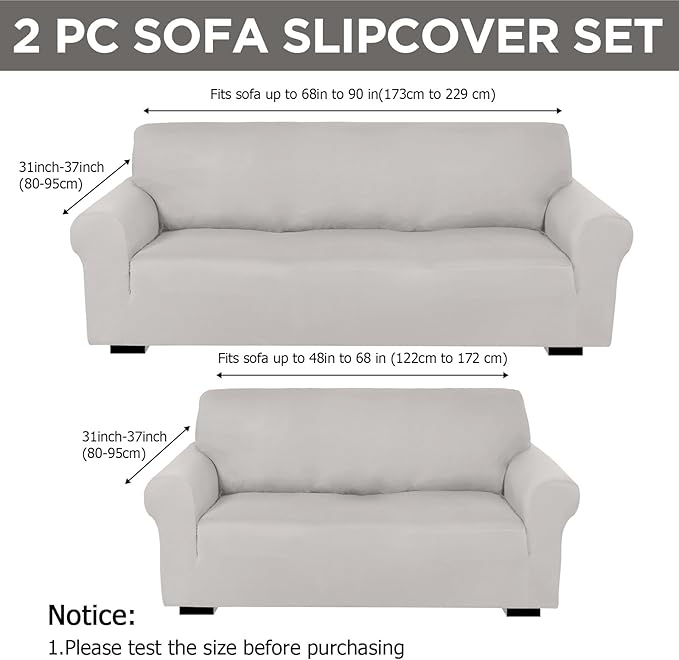 Peryiter 2 Pcs Sofa Covers Couch and Loveseat Covers Set Stretch Sofa Slipcover