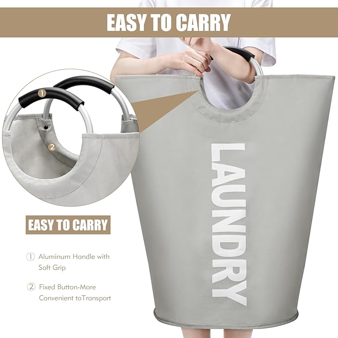 DOKEHOM 90L Large Laundry Basket, Collapsible Laundry Bag, Freestanding Tall