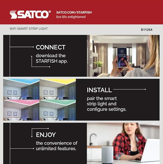 Satco S11264 Starfish 3-Foot Indoor Extension WiFi Smart LED Color-Changing