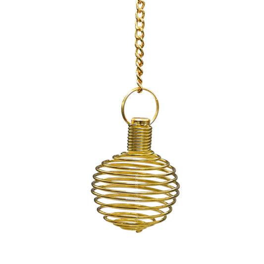 Amazing Gemstone Healing Metal Pendulums for Divination, Gold Spiral Cage Steel Copper Pendulum High Energy Pendulo de Bronce Pendulos de Mesa MP51