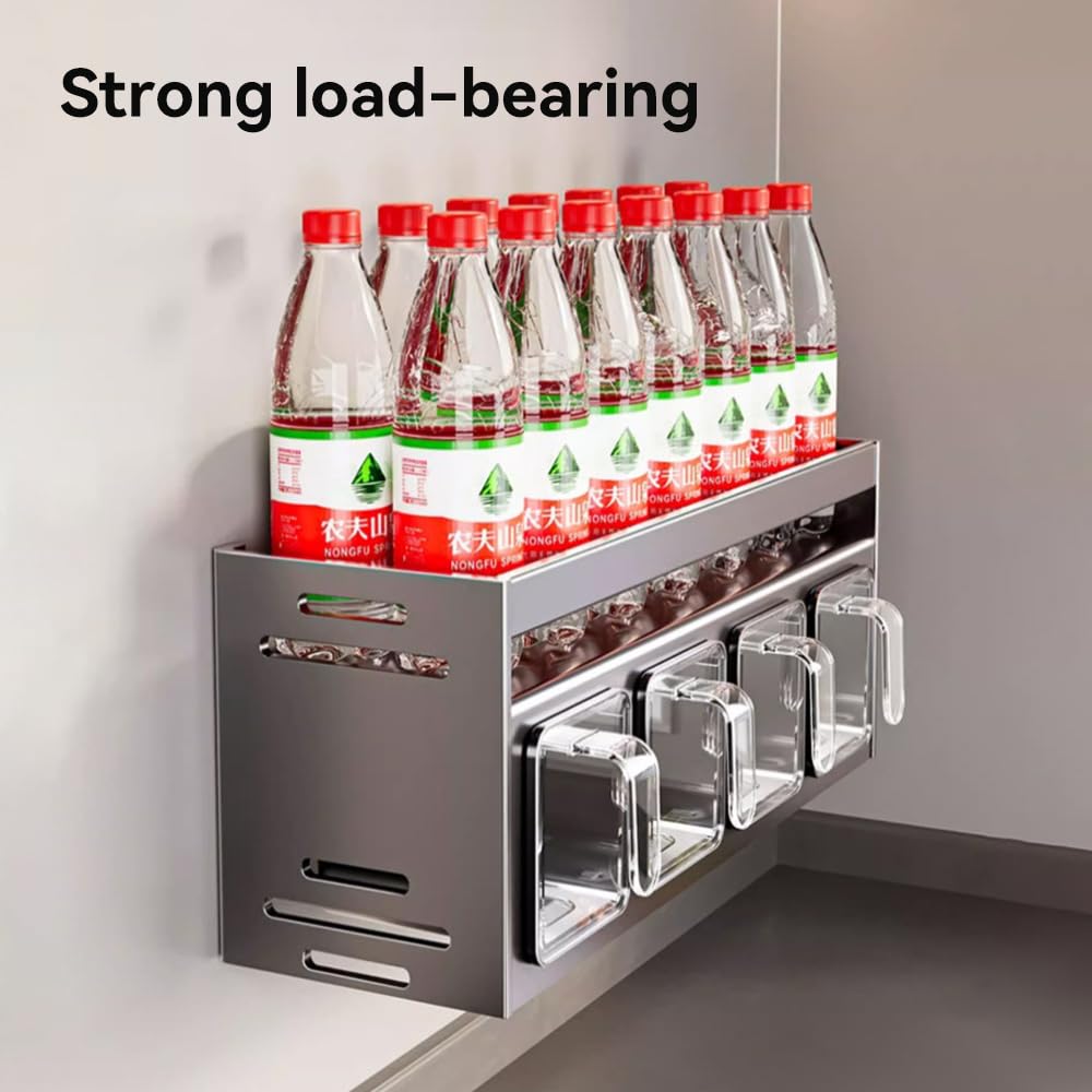 ANQIA Kitchen Spice Rack Wall Mount Hanging Seasoning Box Over Stove Hanging Shelf Seasoning Jar Organizer for Sugar Salt Pepper (5 Box)