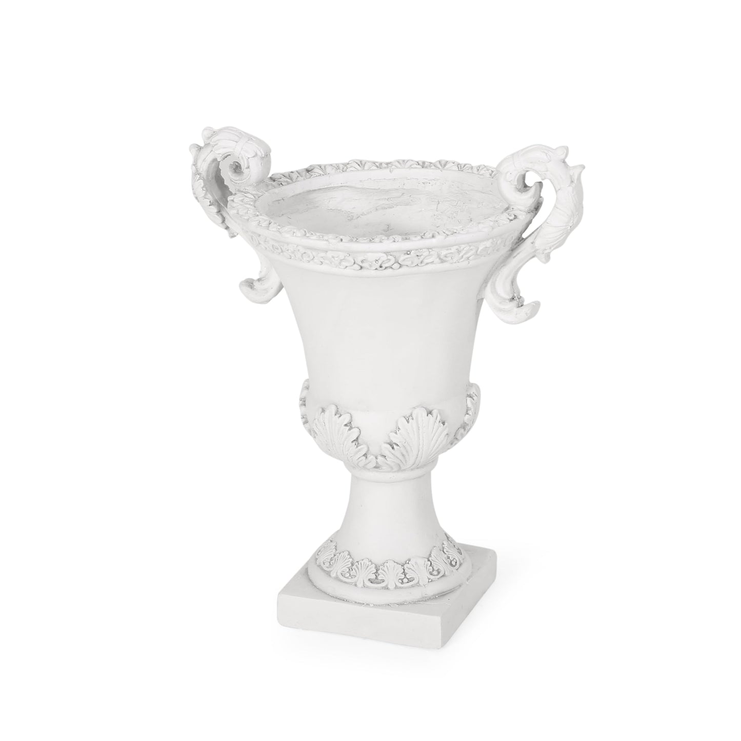 Garden Urn Planter – Roman Design, Faux-Stone Finish, Weather-Resistant for Indoor/Outdoor Use, Multi-Purpose Planter with Drainage Hole and Stopper