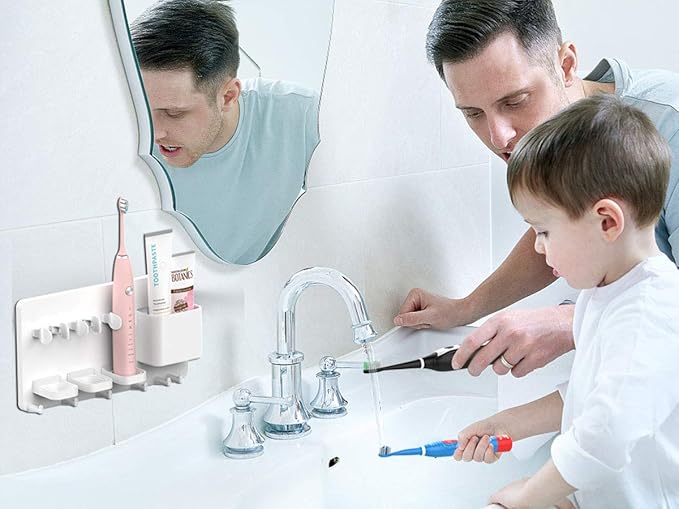 simpletome Adhesive Electric Toothbrush Holder Wall Mounted Razor Hanger