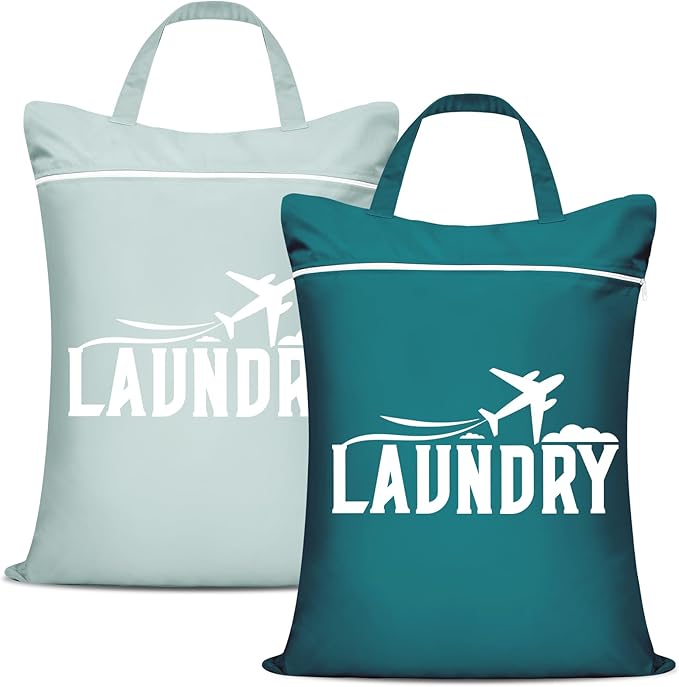 2 Pcs Large Travel Laundry Bag Washable Waterproof Wet Bag Dirty Clothes Bag