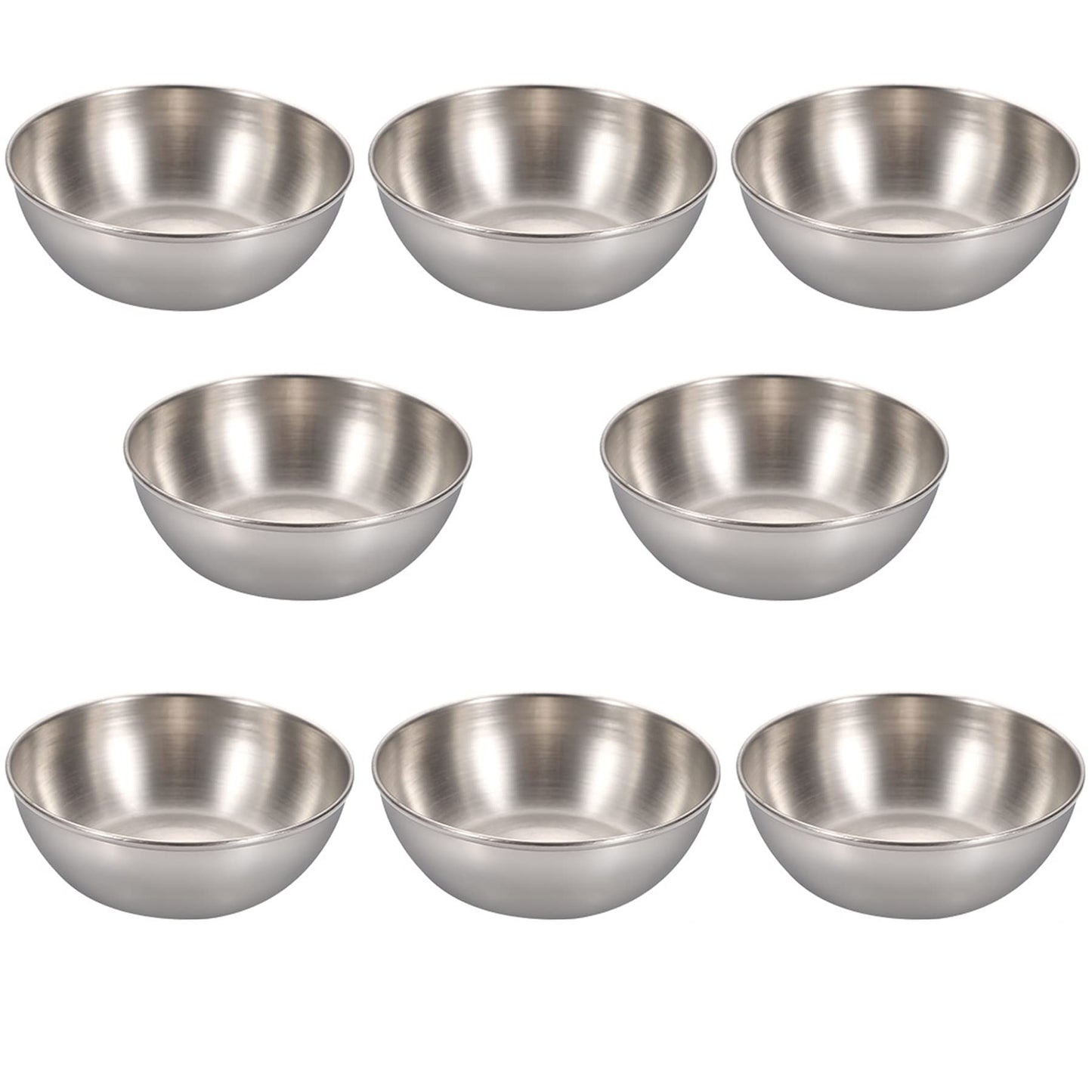 MGGi 8 Pack 3.3inch Stainless Steel Sauce Dishes Round Mini Individual Saucers Bowl, Seasoning Plate Sushi Dipping Bowl Appetizer Plates, for Sushi,Side Dishes,Dessert,Tomato Sauce,Soy,BBQ - Silver