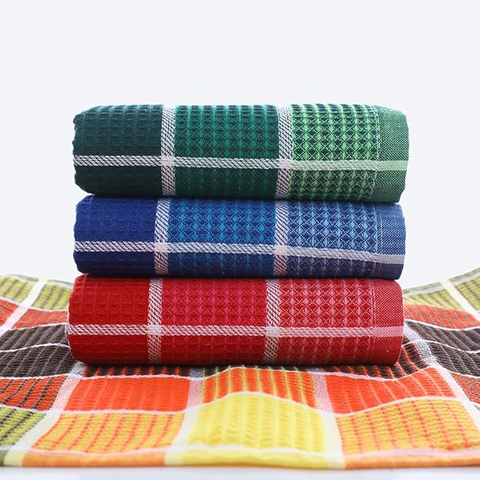 Bright Large Kitchen Towels, 16 Inch x 26 Inch Buffalo Check Dish Towels