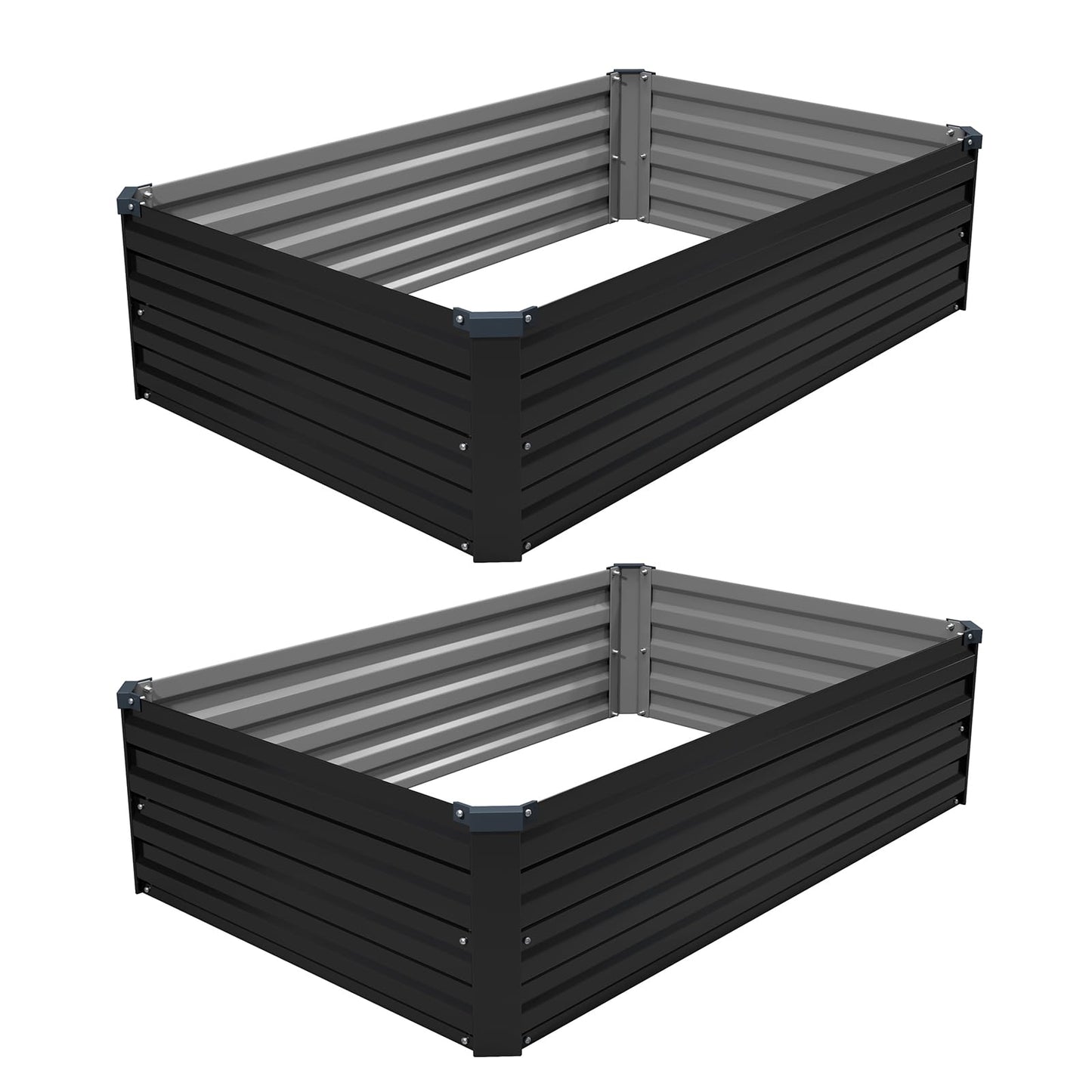 ZUNUDA 4×3×1FT(2PCS) Galvanized Raised Garden Bed Kit Metal Planter Boxes,Large Raised Garden Bed for Planting Vegetables,Flowers,Herbs -Black
