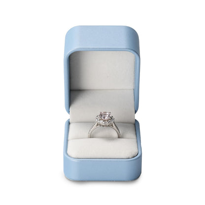 Oirlv Luxury Leather Jewelry Ring Box Engagement Ring Box Wedding Day Keepsake Case(Sky Blue)