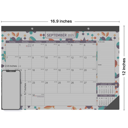 MOKANI Desk Calendar 2025-2026, Large Monthly Wall Calendar from Jul.2025 to Dec.2026 with Plastic Cover: 17"x12", 18 Months Academic Year Desk Pad with Planner Stickers