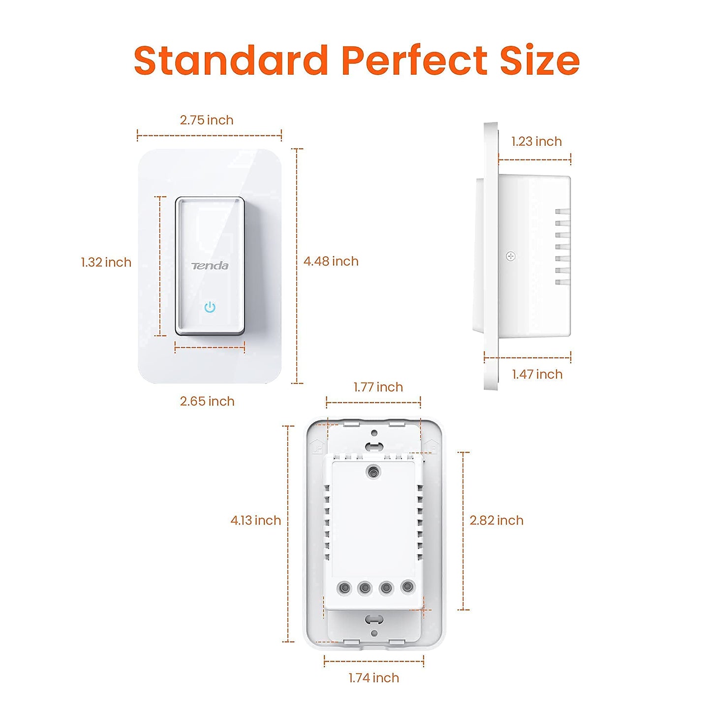 TENDA SP6 Smart Plug WiFi Outlet Switch, Works with Alexa & Google Assistant for Voice Control, Remote Control via App, Timer & Schedule Function, 15A Easy Install, Compact Design, FCC ETL Certified