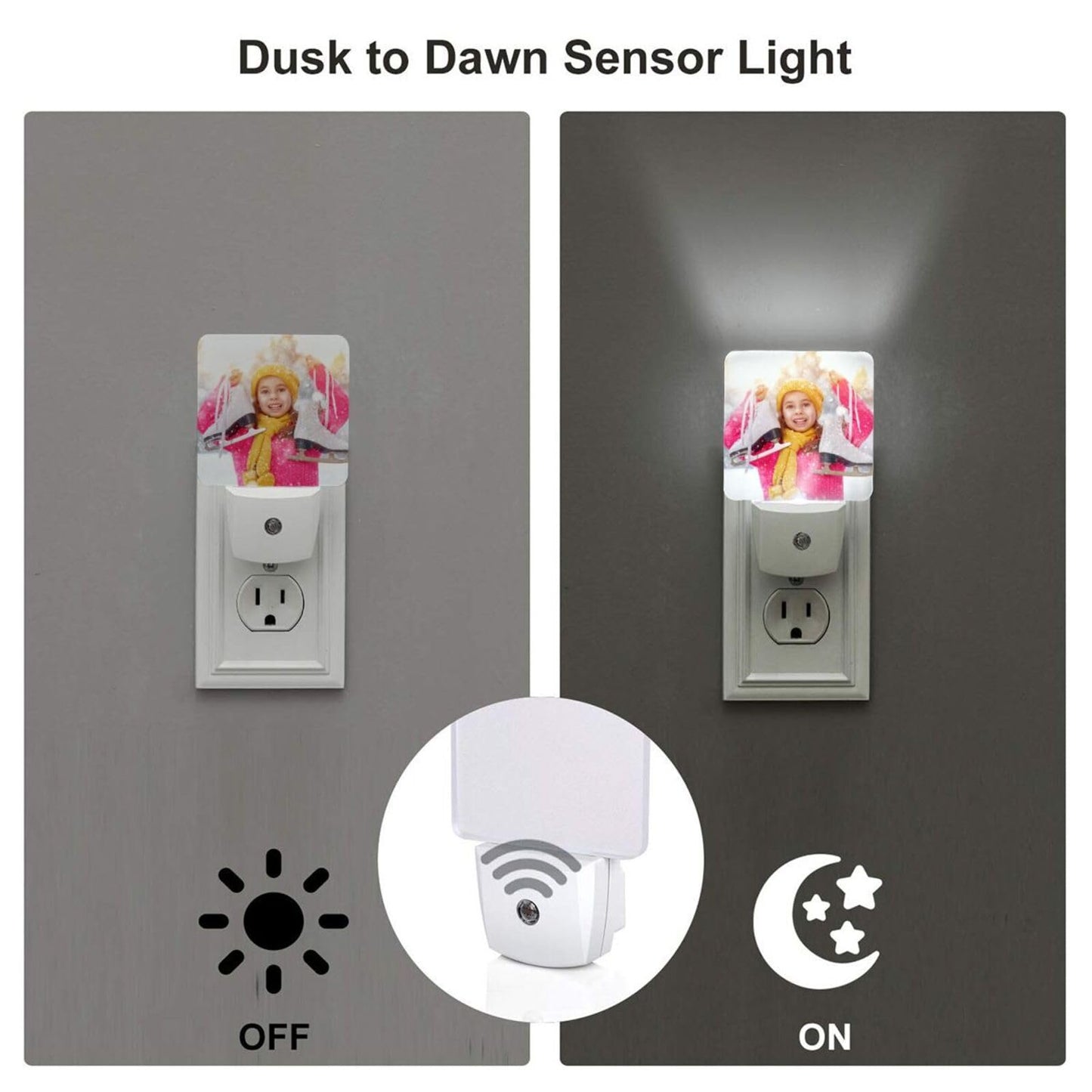 Twkzynj Custom Plug in Night Lights, Personalized Your Own Photo on LED Lamps, Auto Sensor Warm Sweet Nightlights for Bathroom/Toilet/Bedroom/Nursery, Christmas Red Truck