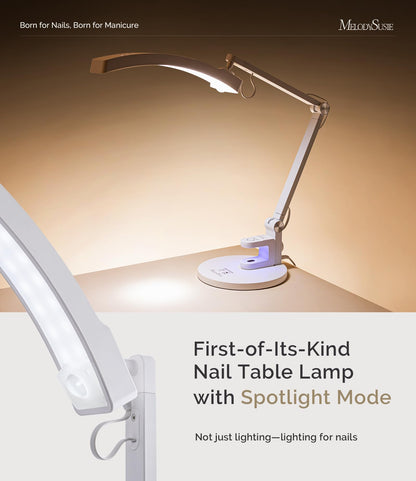 MelodySusie LED Manicure Table Lamp for Nail Techs with Foldable Manicure Arm Rest