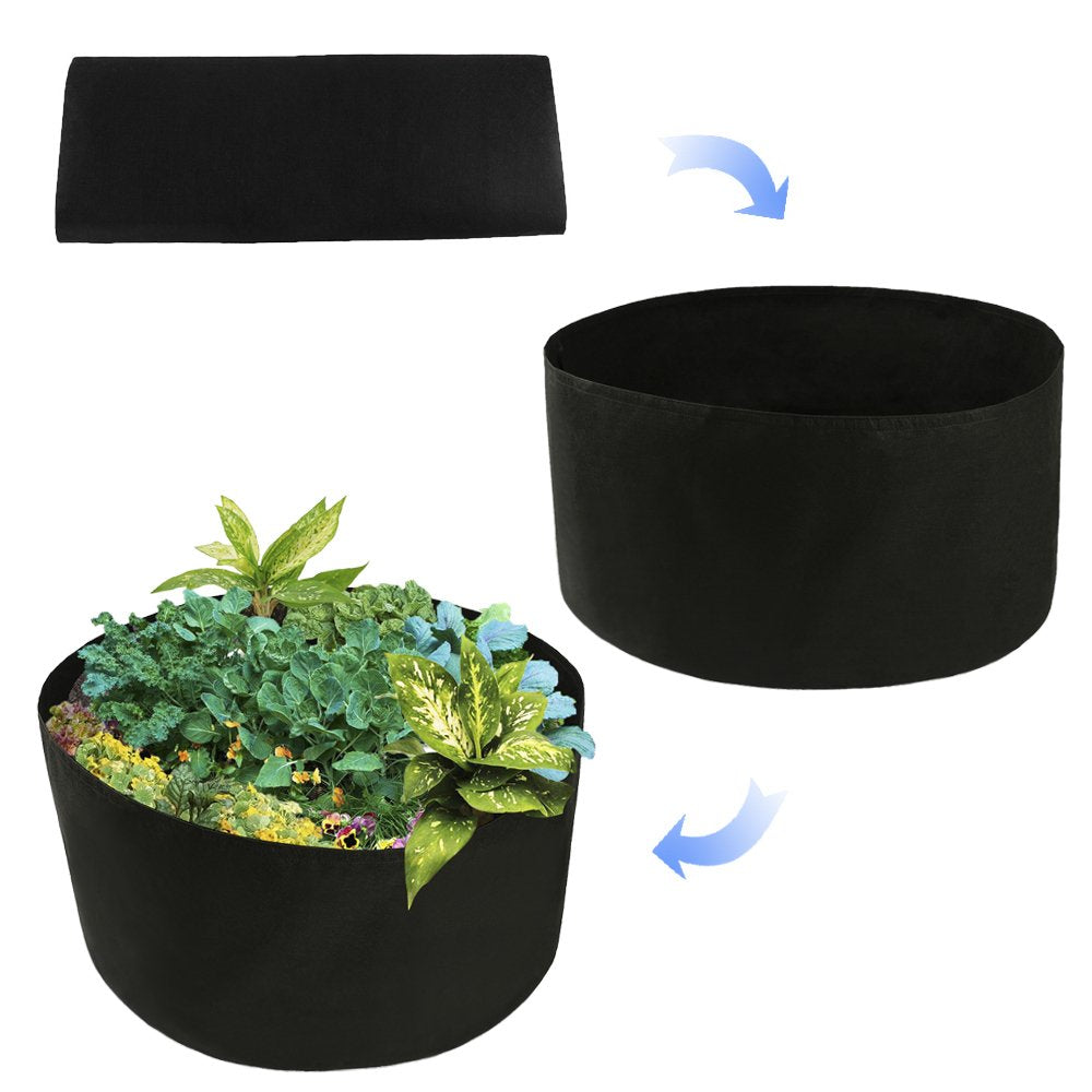 belupai 150 Gallon Round Fabric Planter, 46x20in Plant Grow Bag Felt Planting Container for Flowers Vegetables Fruits, Black Fabric Raised Garden Planting Bed for Gardening Outdoor(Black)