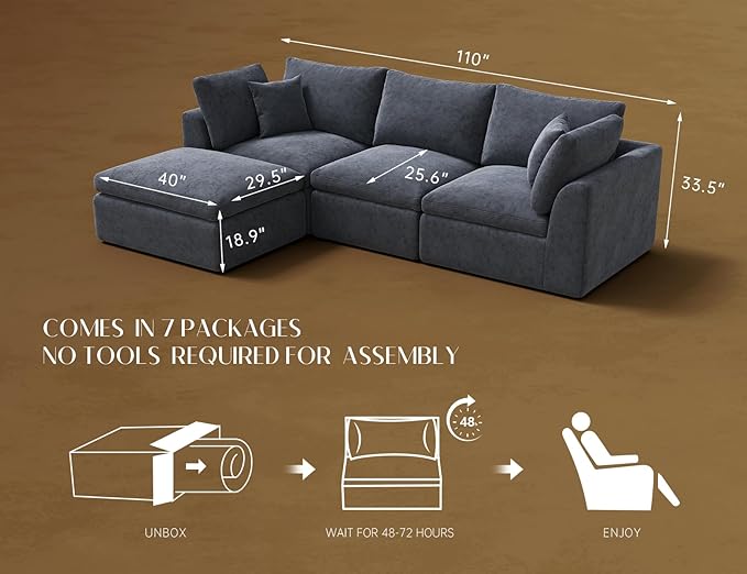 ohllob 110 Inch Cloud Sectional Couches