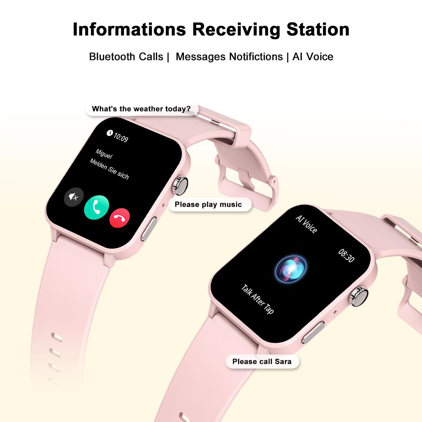 Blackview Smart Watch for Women - Answer/Make Calls & AI Voice, 1.85" Fitness Watch with Heart Rate SpO2 Sleep Monitor, 100+ Sports Modes Activity Tracker, Step Counter Smartwatch for iOS Android