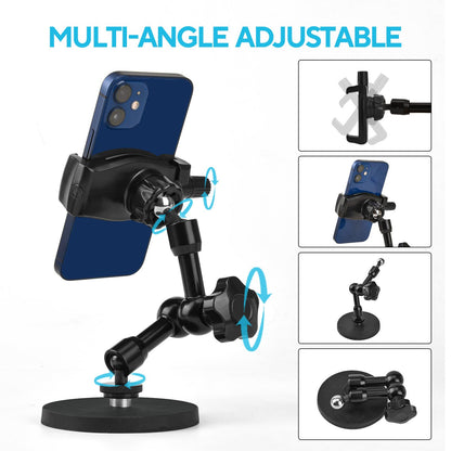HOYXUN Magnetic Phone Holder for Gym, Magnetic Phone Mount with 3.46" Super Strong Magnetic Base, 360° Adjustable Metal Arm, Fit for All Smartphones