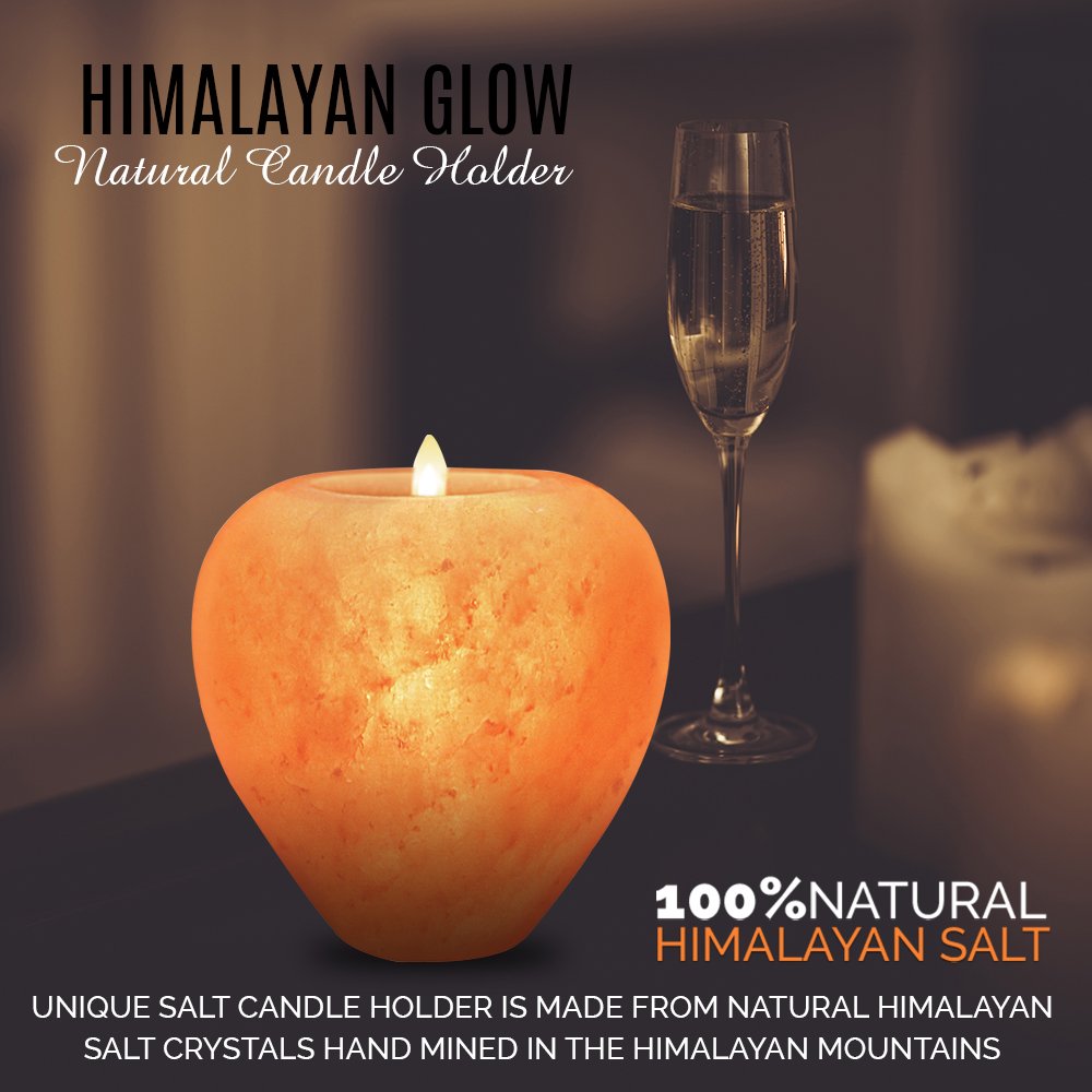 Himalayan Glow Apple Style Natural Pink Salt Tealight Candle Holder,100% Pure Crystal Salt Candle Lamp | Night Light & Decorative Light, Choice