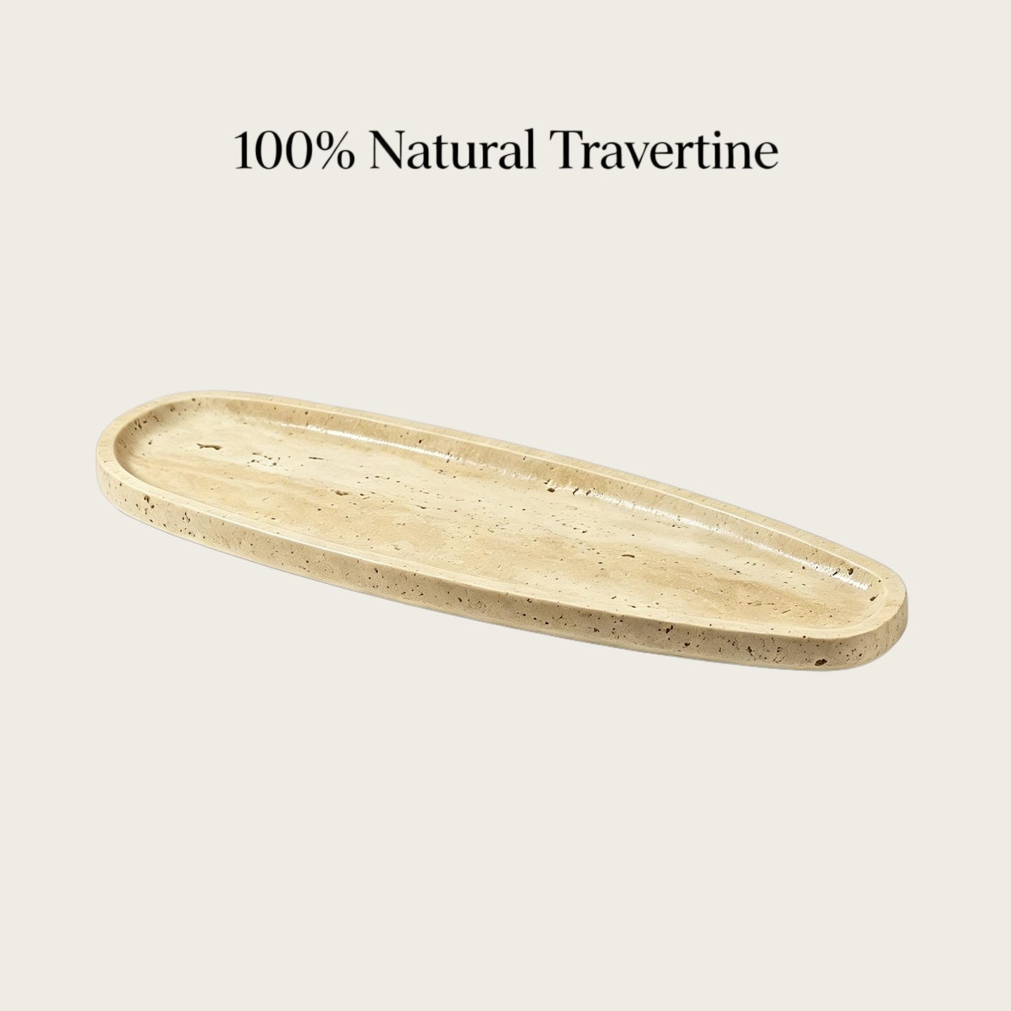 PracFit Natural Travertine Vanity Tray, 16.6"x4.6" Real Marble Decorative Tray for Bathroom Countertop & Home Decor, Catchall Organizer for Jewelry, Candles, Cosmetics & Perfume（Travertine）