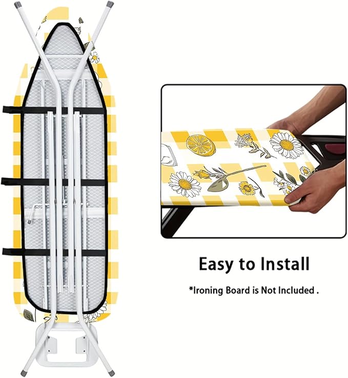 Nuxovilar Yellow Gingham with Lemons & Daisies Ironing Board Cover, This Cover