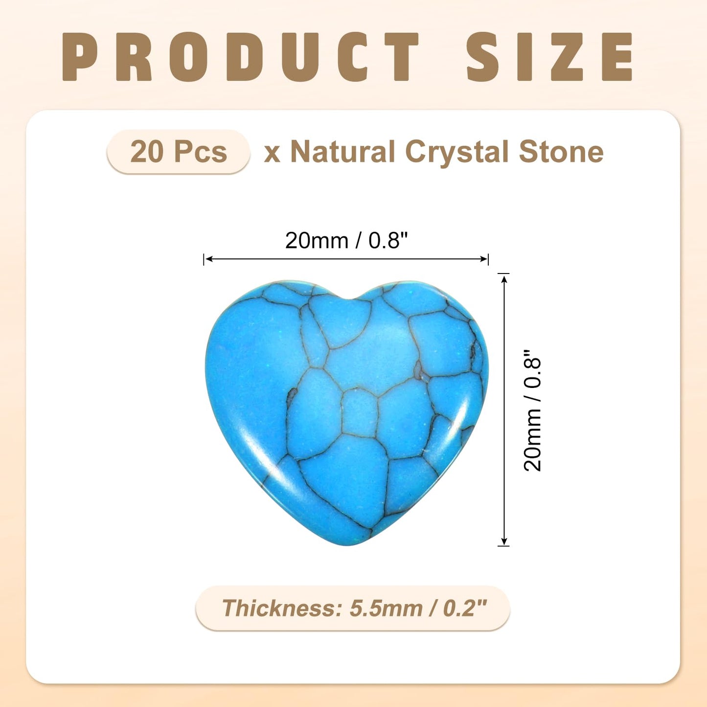 PATIKIL 20 Pcs Natural Heart Shaped Crystal Stone, 1 Inch Mini Polished Love Gemstone Crystal, Pocket Rock Engraved Worry Stones for Women Gifts Meditation, Cyan Blue