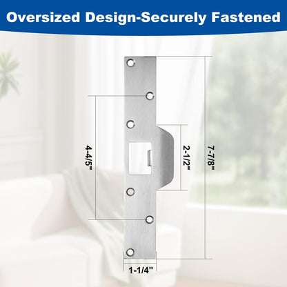 U 9551 Stainless Steel Lock and Door Reinforcement Plate fits 1-3/4"Thick Doors and Includes the U 9476 Security Latch Strike (1-1/4 "x 7-7/8").