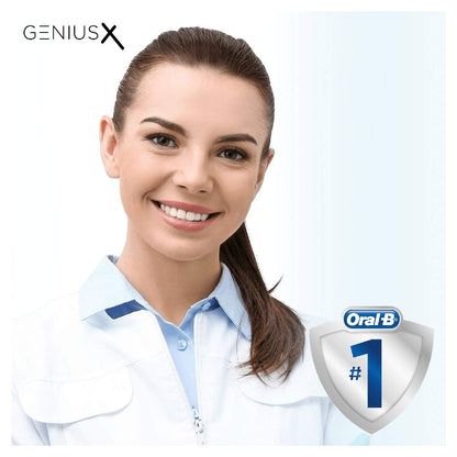 Oral-B Genius X Electric Toothbrush with Artificial Intelligence, App Connected Handle, 1 Toothbrush Head & Travel Case, 6 Mode Display with Teeth Whitening, 2 Pin UK Plug, Blush Pink