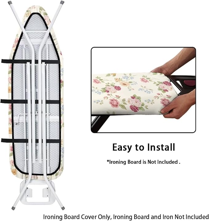 Rose Flower Ironing Board Cover, Iron Board Cover Non-Slip Thick Ironing Board