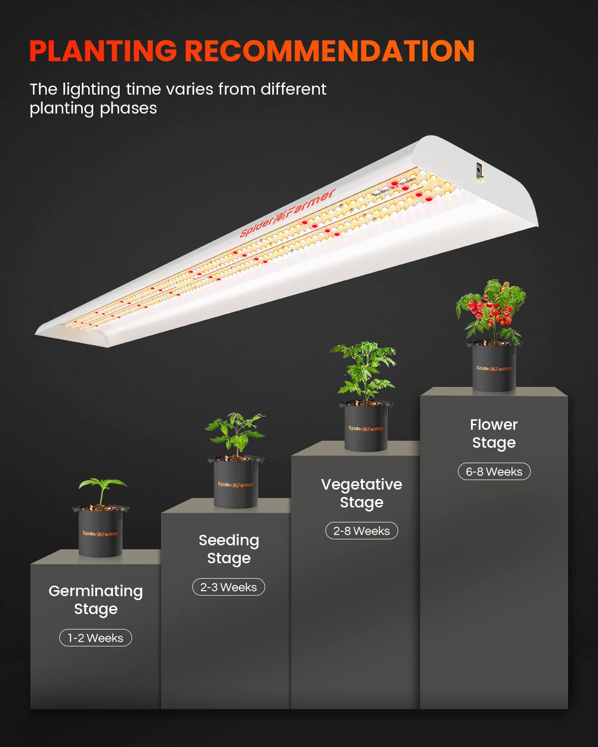 Spider Farmer SF600 LED Grow Lights Sunlike Full Spectrum Plant Growing Lamp for Indoor Plants Seeding Veg Flower Energy Saving & High Efficiency Grow Light for 2x4 ft Coverage