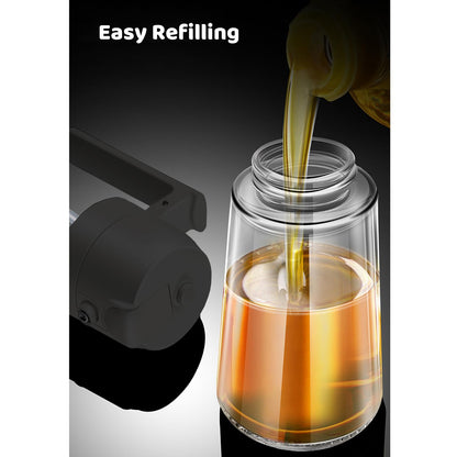 Oil Sprayer for Cooking, Big Capacity 550ml/19oz Oil Sprayer and Oil Pourer for Kitchen, Glass Olive Oil Dispenser Bottle for Cooking, Salad, Barbecue, Air Fryer