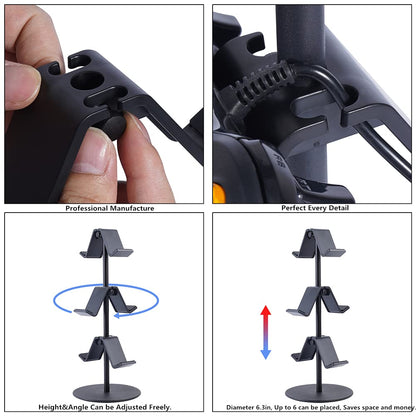 KELJUN Controller Stand 3 Tier,Headphone Holder, Multi Adjustable Game Controller Headset Hanger for All Universal Gaming PC Accessories, Xbox PS4 PS5 Nintendo Switch(Smart Black)