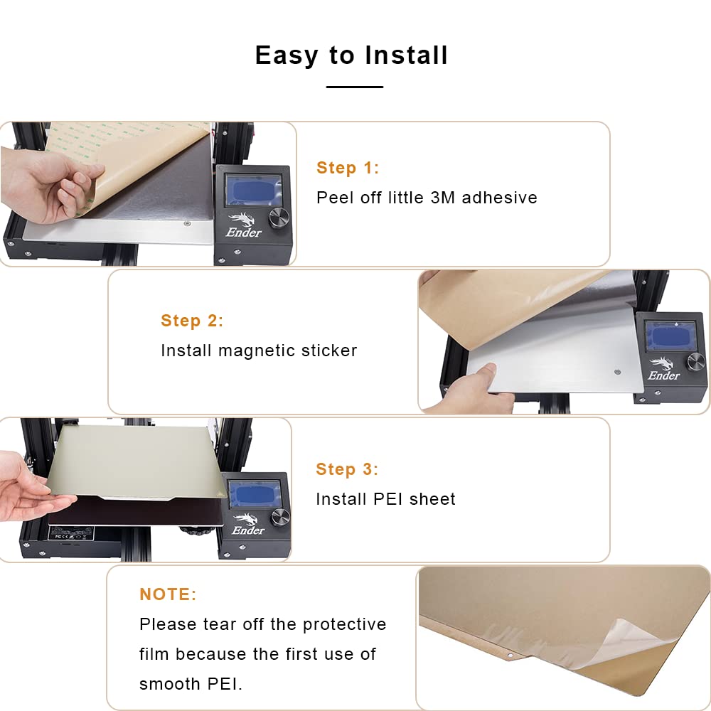 Comgrow Textured/Smooth Double Sided PEI Sheet 235mmx235mm for Creality Ender3/Ender 3 Pro/Ender 3 V2/Ender 3 S1/Ender 3 S1 Pro/Ender 3 Neo/Ender 3 V2 Neo/Ender 5 Pro/Voxelab Aquila 3D Printer