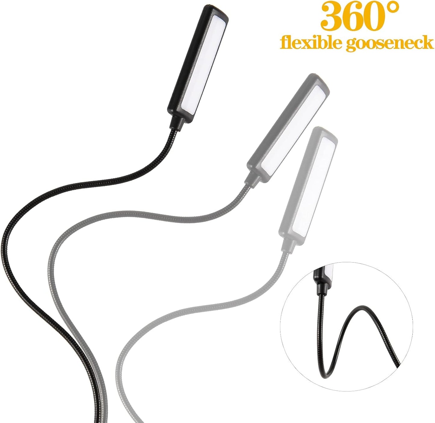 USB Laptop Light with Adjustable Gooseneck, 3 Color x 3 Brightness + 3 Mini LED Lights