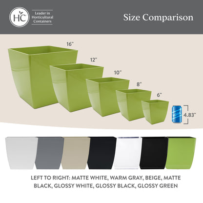 The HC Companies ASP08000P26 Square Planter, 8", Black Onyx