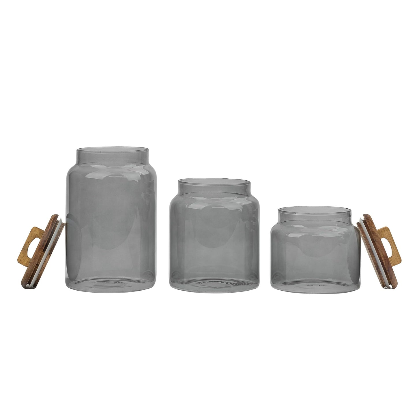 10 Strawberry Street Acacia Everyday Graduated Glass Canister, Set of 3, Black