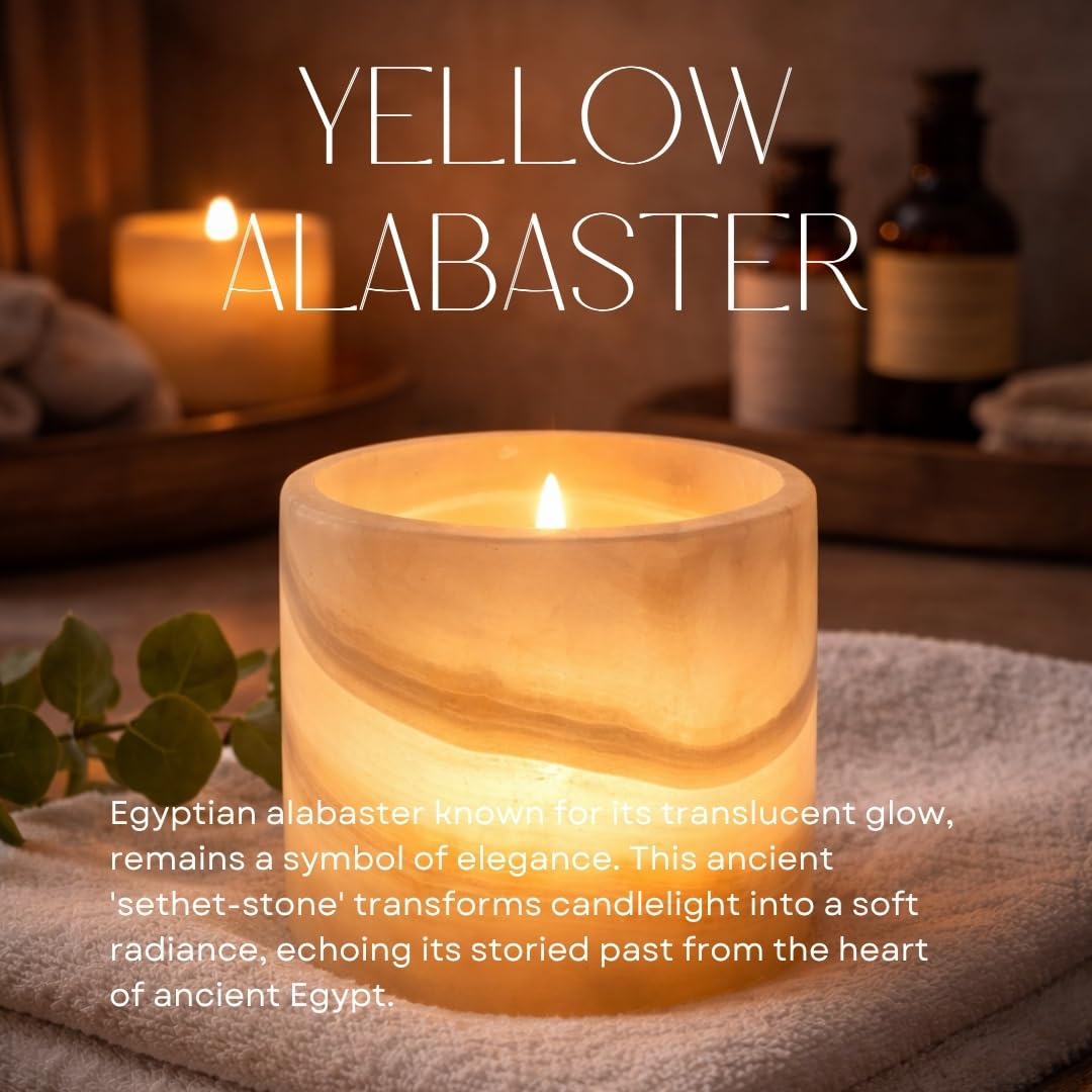 Single Alabaster Candle Holder, Sturdy Tealight Candle Holders, Translucent Stone for Calming Glow, Perfect for Ambient Lighting & Gifts, Warm Illumination, Multiple Sizes