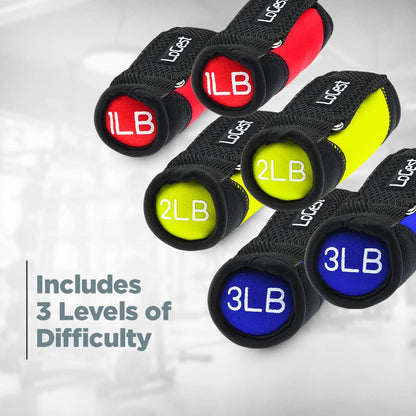 LoGest Soft Hand Weights with Adjustable Straps - Comes in 1LB Weights 2LB or 3LB 4LB - Comfortable Secure Weighted Neoprene Dumbbells with Straps for Walking Running Cardio Workout Physical Therapy