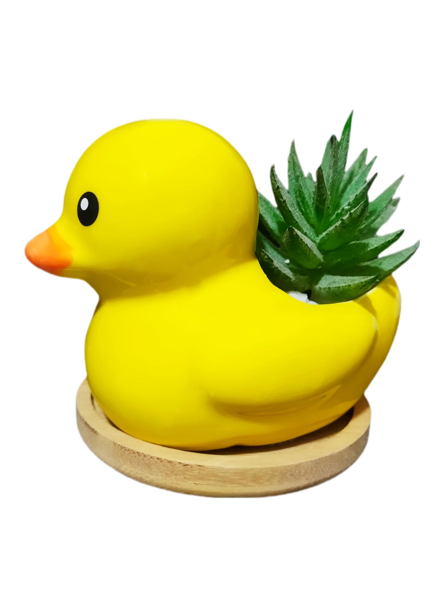 SJBAG Cute Indoor Cartoon Animal Duck Shaped Ceramic Succulent Cactus Flower Plant Pots Planter with Drainage Hole - Plant Not Included (Small)