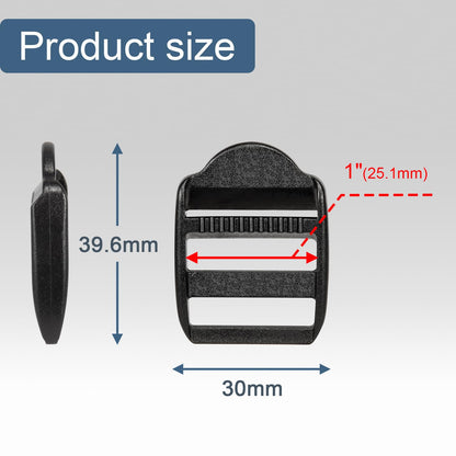 CooBigo 12 Pack Plastic Ladder Lock Buckles, 1" Ladder Slider Buckle for Backpack Strap Nylon Webbing Clip Replacement, Outdoor Camping Gear Sleeping Bag Tent Tie Down Strap Accessories (Black)
