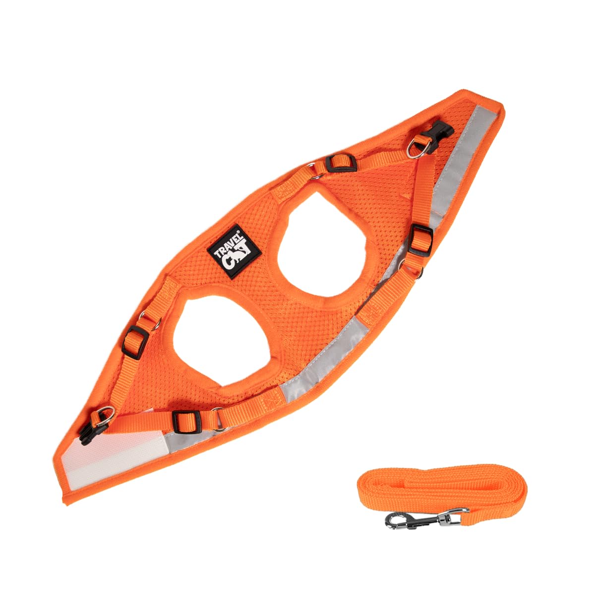 Travel Cat Harness and Leash Set - Adjustable Fit Mesh Cat Harness and Reflective Strap - Comfort Walking Vest for Kitten for Outdoor Walking, Hiking (Medium, Orange)