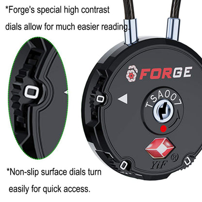 Forge Quality TSA Approved Luggage Locks for Travel Accessories, Suitcase, Pelican case, Ammo Boxes, Set Your own Combination, Zinc Alloy Body-Cable Black 2 Locks