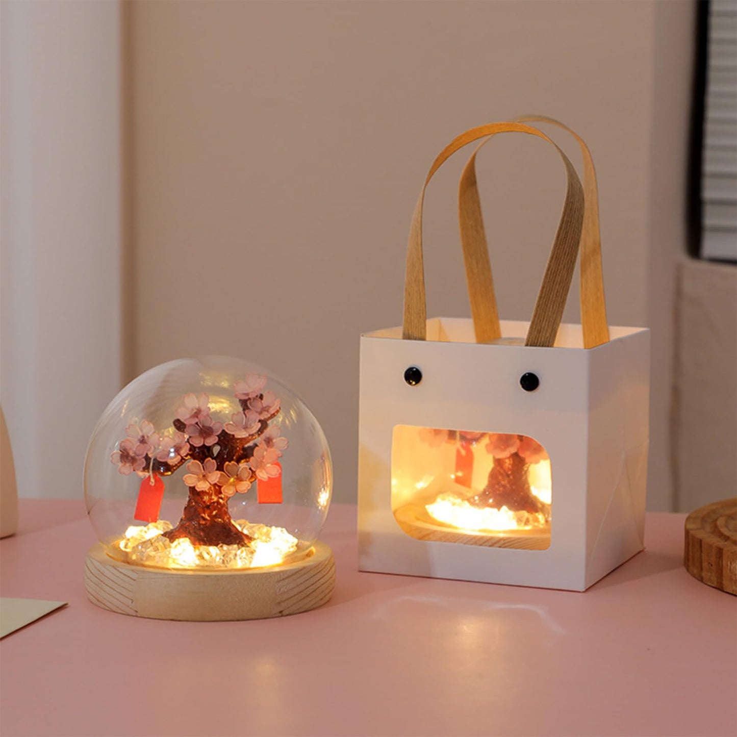 Richaa Pretty Cherry Blossom Lamps Flower Night Light Cute Bedroom Decor Unique Gifts for Women - Battery Powered (not Included)