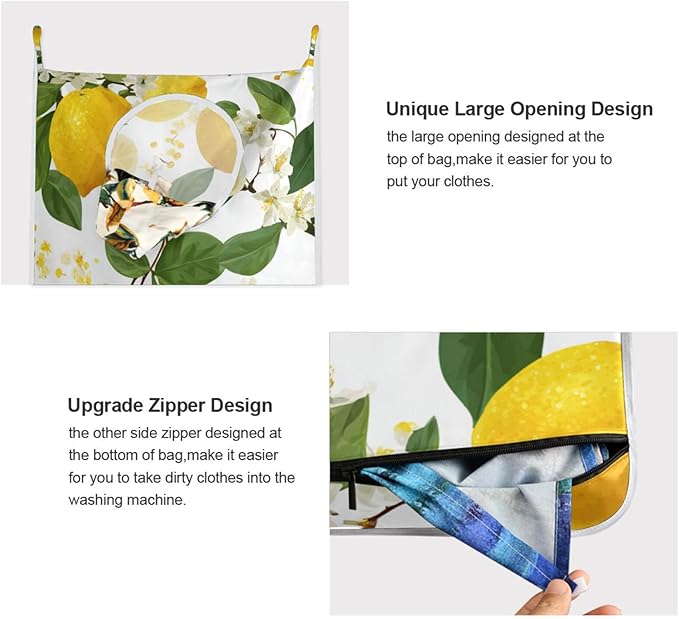 Lemon Branch Flower Hanging Laundry Hamper Door Hampers Bag Basket