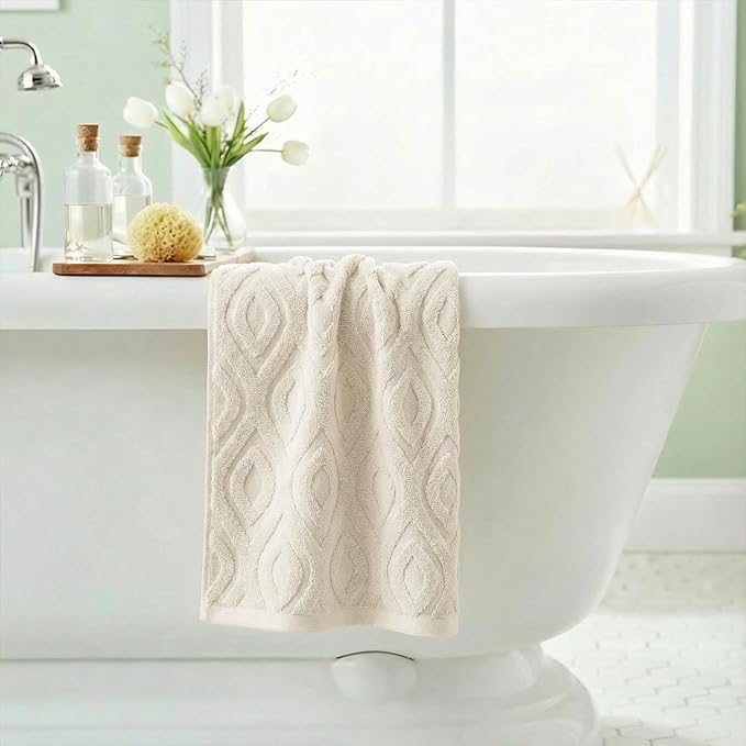Artoid Mode 1 Pc Beige 3D Diamond Grid Jacquard Hand Towels