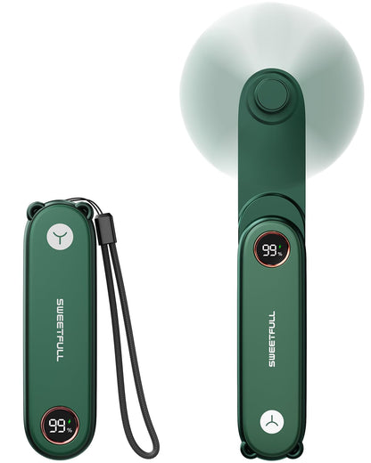 SWEETFULL Portable Handheld Mini Fan with LED Display, 3-in-1 Personal Foldable USB Rechargeable Hand Held Fan & Flashlight for Travel, Lash Eyelash, Cute Small Pocket for Women, Girls