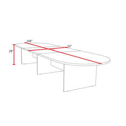 Romig Legacy 12 ft. Racetrack Laminate Conference Table with Charging Port- Neo Walnut