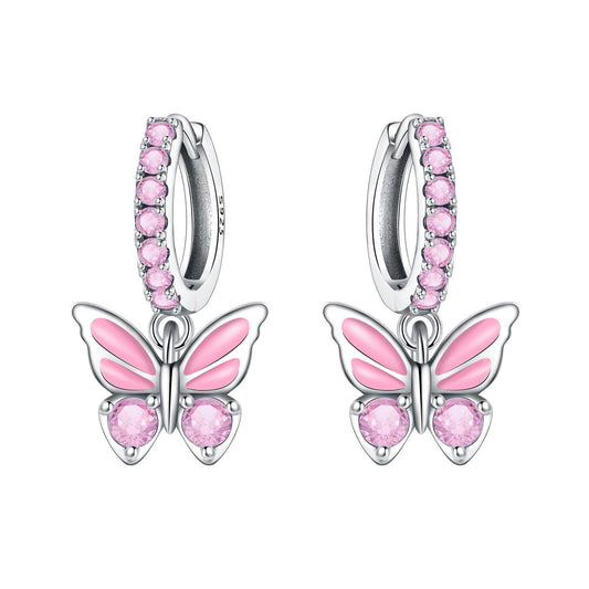 Cycuff 925 Sterling Silver Hoop Earrings Colorful Cubic Zirconia Jewelry Drop Earrings for Women Set Earring Presents for Her
