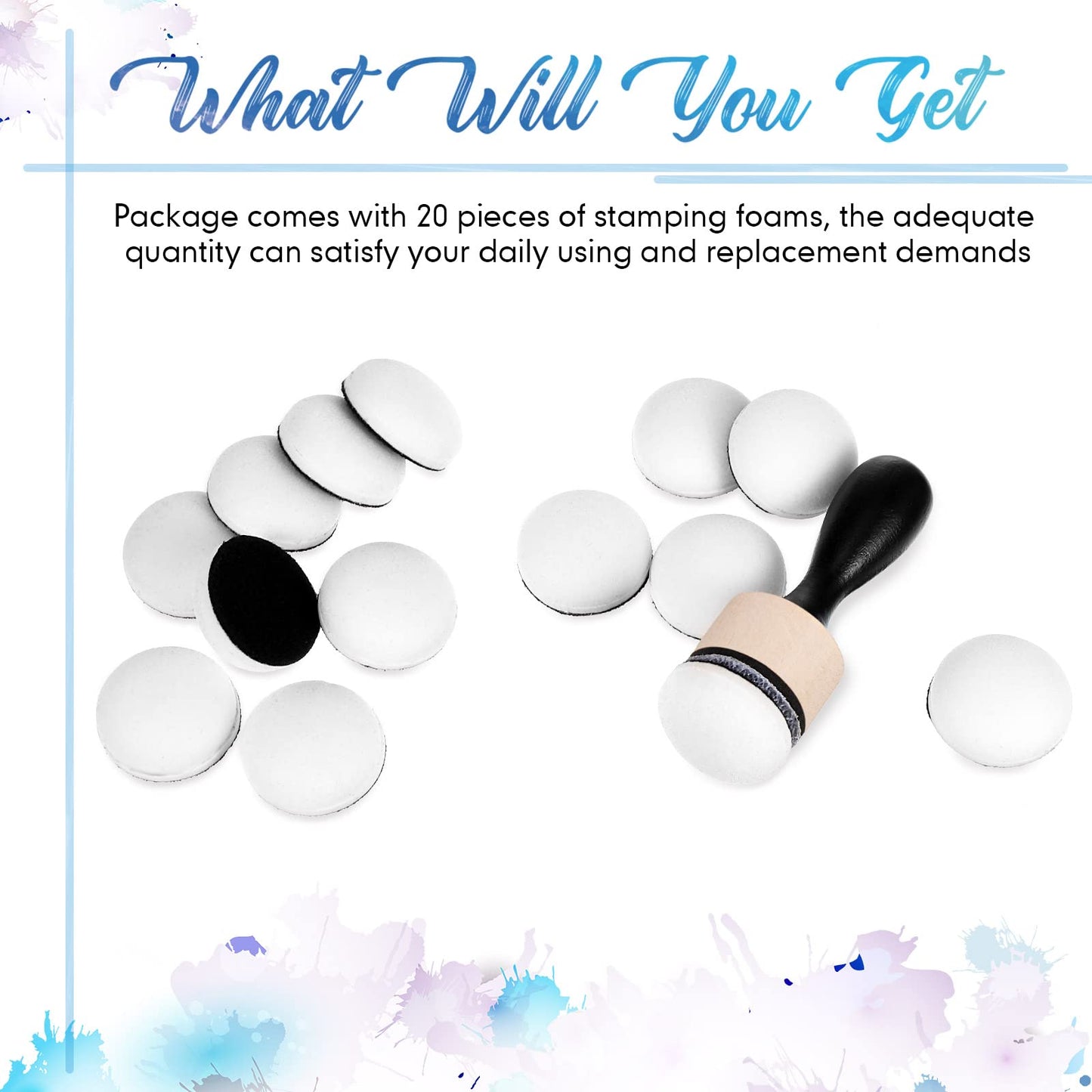 21 Packs Mini Round Ink Blending Tool with Foams Set 2.7 Inch Including 20 Pcs Replacement Refill Sponge Domed Foam Pads Art Supplies for Distressing Blending and More