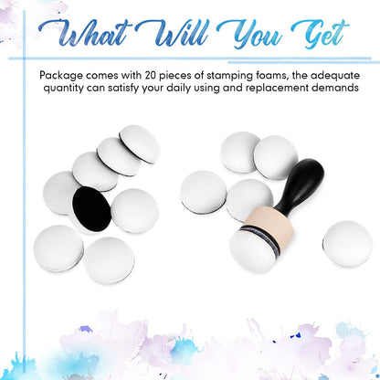 21 Packs Mini Round Ink Blending Tool with Foams Set 2.7 Inch Including 20 Pcs Replacement Refill Sponge Domed Foam Pads Art Supplies for Distressing Blending and More
