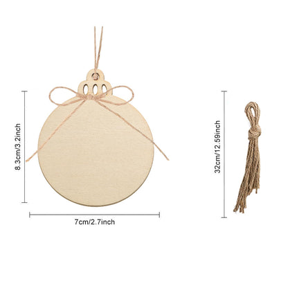 Artmag 100pcs Christmas Unfinished Wood Wooden DIY Hanging Ornaments Blank Round Wood Discs for Crafts Centerpieces Holiday Christmas Hanging Decor Decorations